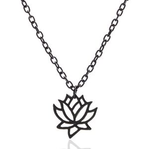 *ADALEE* Black Lotus Flower Pendant Necklace